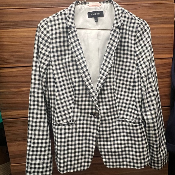 Talbots Classic Linen Blazer - Spring Gingham Size 2 - Picture 4 of 6